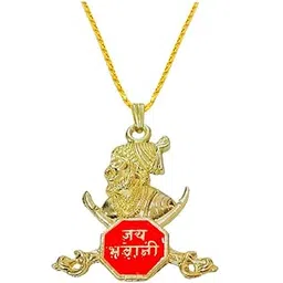 m men style Chhatrapati Shivaji Maharaj Locket With Chain Gold Orange Brass Pendent Necklace For Men And Women Spn20190917-picture-26