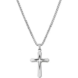 m men style Lord Jesus Cross Pendant Necklace for Men & Women | Pendant Chain | Christian Religious Jewelry | Faith Gift Silver SPn2025457-picture-37