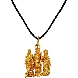 m men style Lord Ram Laxman Sita Hanuman Religious Hindu God Gift for Men & Women Gold Palted Brass Pendant Gold Brass Temple Jewelery Pendant Necklace chain For Men And Women-picture-18
