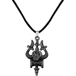 m men style Lord Shiv Trishul Damaru Tamil Om With Cotton Dori Grey Zinc And Metal Pendant Necklace For Men And women-picture-17