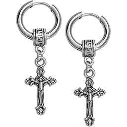 m men style Men Christ Jesus Cross Ear Studs Punk Titanium Steel Silver Piercing Jewelry Silver Stainless Steel Earrings For Men And Women SEr202248-picture-15
