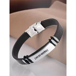 M Men Style Men Stainless Steel Silver-Plated Leather Weave Cuff Bracelet-picture-11