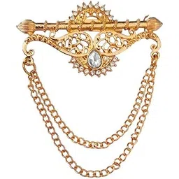 m men style Metal Valentine's Day Party Gentleman's Essentials Handmade Crystal Pearl Fabric Dress Accessories Boutonniere Ideas Gift Floral Patterned Ethnic (Gold, Silver) Brooch0205-picture-23