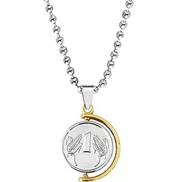 m men style One Rupee Anaj Coin Rotational Symbol Jewelry Gold Stainless Steel Pendant Necklace Chain For Men And Women-picture-25