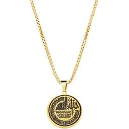 m men style Religious Engraved Ayatul Kursi islam Muslim Quran Allah Gold Stainless Steel Pendant Neckalce Chain For Men And Women SPn202561-picture-13