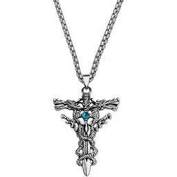 m men style Rock Star Jewellery Fancy Fashion Vintage Sword Dragon Charm Pendant Necklace Chain For Men And Women-picture-32