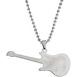m men style Rock Star Jewelry Music Note Electric Guitar Locket Silver Brass Pendant Neckale Chain For Men And Women SPn2021498-picture-16