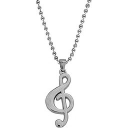 m men style Rock Star Musical Music Treble Clef Note Sysmbol Music Gift With Chain Silver Zinc And Metal Music Sign Pendant Necklace Chain For Men And Women-picture-31