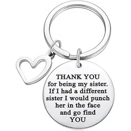 m men style Thank You For My Being My Sister With Heart Charm Silver Stainless Steel Keychain For Men And Women KeyS7-picture-24