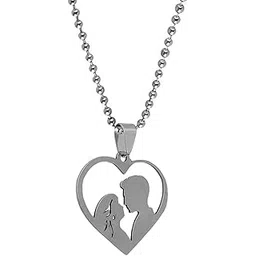 m men style Valentine Day Couple In Heart Shape Love Silver Stainless Steel Pendant Necklace Chain For Men And Women LC112-picture-46