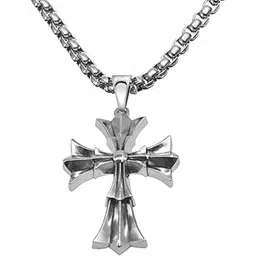 m men style Vintage Style Jesus Crucifixion Christain Christ Cross Silver Stainless Steel Pendant Necklace Chain-picture-16