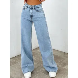 M MODDY Women Comfort Wide Leg High-Rise Light Fade Jeans-picture-26