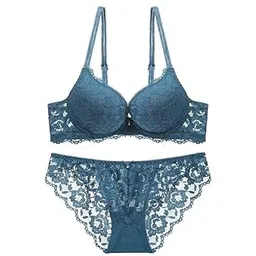 M R Shopzilla Designer Women's Bra Panty Set Lace Push Up Underwired Solid Lingerie Set Baby Doll Bikini Set for Women Lingerie Set for Women & Girls Green-picture-41
