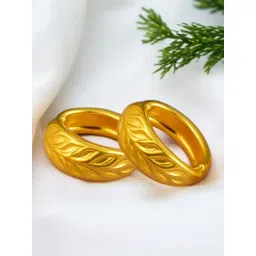 MA FASHION Gold-Plated Circular Shaped Hoop Earrings image 4