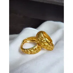 MA FASHION Gold-Plated Circular Shaped Hoop Earrings image 3