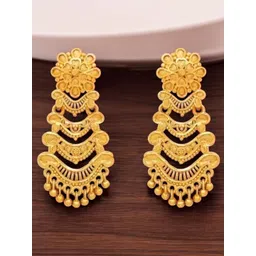 MA FASHION Gold-Plated Floral Shaped Drop Earrings-picture-38