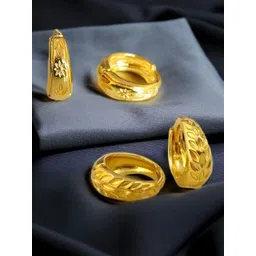 MA FASHION Set Of 2 Gold-Plated Circular Shaped Hoop Earrings-picture-35