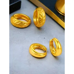 MA FASHION Set Of 2 Gold-Plated Circular Shaped Hoop Earrings-picture-14