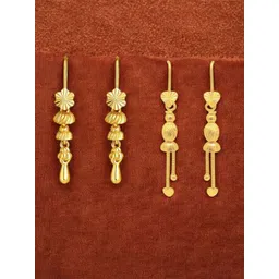 MA FASHION Set Of 2 Gold-Plated Heart Shaped Drop Earrings-picture-39