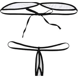 m.a.1 Women's Bikini Swimsuit Set, White with Black Trim, Cross-Back Design-picture-38