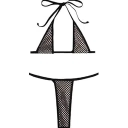 m.a.1 Women's Fishnet Triangle Bikini Set, Black and White Pattern, 2 Piece-picture-35