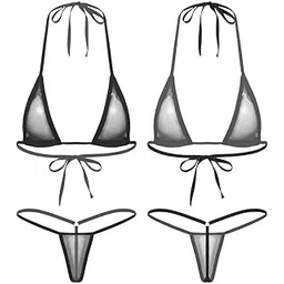 m.a.1 Women's Sheer Mesh Triangle Bikini Set with Tie Closure-picture-28