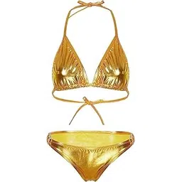 M.A.1 Women's Shiny Faix Leather Bikini Set, Pool Park-picture-33