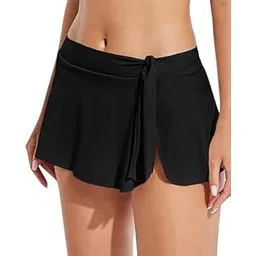 m.a.1 Women's Swim Shorts with Tie Front, Black, High-Waisted Swimwear Bottom-picture-34