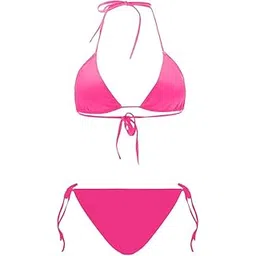 m.a.1 Women's Triangle Bikini Set, Halter Neck Top with Tie Side Bottom, Black-picture-39