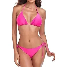 M.A.1 Women's Triangle Bikini Set with Side Ties, Two Piece Swimsuit-picture-17