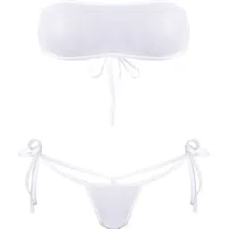 m.a.1 Women's Two-Piece Bandeau Bikini Set, Strapless Top with Side-Tie Bottom, Black-picture-24