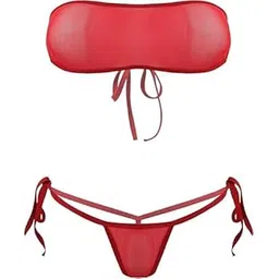 m.a.1 Women's Two-Piece Bandeau Bikini Set, Strapless Top with Side-Tie Bottom, Black-picture-21