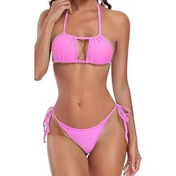 m.a.1 Women's Two Piece Bikini Set, Halter Neck Top with Front Cut-Out, Side-Tie Bottom,-picture-18