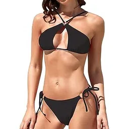 m.a.1 Women's Two-Piece Bikini Swimsuit, Halter Neck Top with Side-Tie Bottom,-picture-13