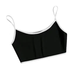 m.a.1 Women's Two-Piece Bikini Swimsuit, Black with White Trim, Spaghetti Straps, High-Cut Bottom image 3