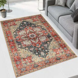 maa home concept Blue, Maroon Polyester, Cotton Carpet-picture-11