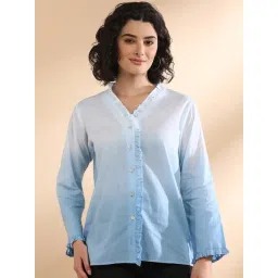 Maaesa Blue Cotton Ombre Shirt-picture-19