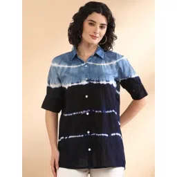 Maaesa Blue Cotton Tie - Dye Shirt-picture-47