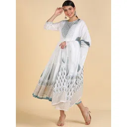 Maaesa Ethnic Motifs Embroidered Fit & Flared Ethnic Dress With Dupatta-picture-20