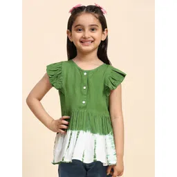 Maaesa Girls Tie & Dye Round Neck Flutter Sleeve Gathered Empire Top-picture-36