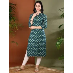 Maaesa Green Cotton Floral Kurta-picture-13
