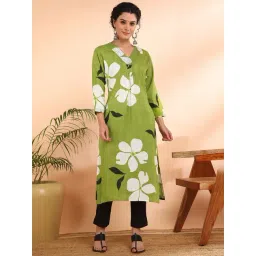 Maaesa Green Cotton Floral Kurta-picture-17