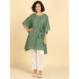 Maaesa Green Cotton Printed Three-Quarter Sleeves Kaftan Kurta-picture-20