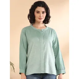 Maaesa Green Cotton Solid Shirt-picture-10