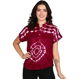 maaesa Hand Done Multicolor Tie Dyed Rayon Slub Top-picture-17