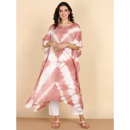 Maaesa Rose Gold And White Three-Quarter Sleeves Kaftan Kurta-picture-22