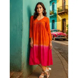 Maaesa Tie and Dye Dyed A-Line Midi Dress-picture-14