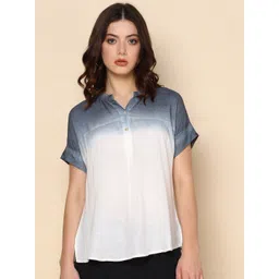 Maaesa Tie & Dye Dyed Extended Sleeves Crepe Shirt Style Top-picture-32