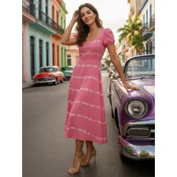 Maaesa Tie and Dye Dyed Fit & Flare Midi Dress-picture-36