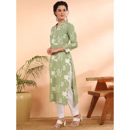 Maaesa Women Geometric Printed Pure Cotton Straight Kurta image 3